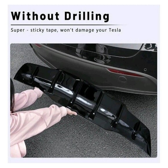 Rear Diffuser For Tesla Model Y Without Drilling Model Why Rear Bumper... - Picture 5 of 8
